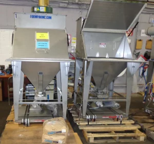 Two stainles steel FormPak bulk bag unloaders