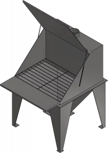animated 3D rendering of FormPak's bulk bag dump station with open view